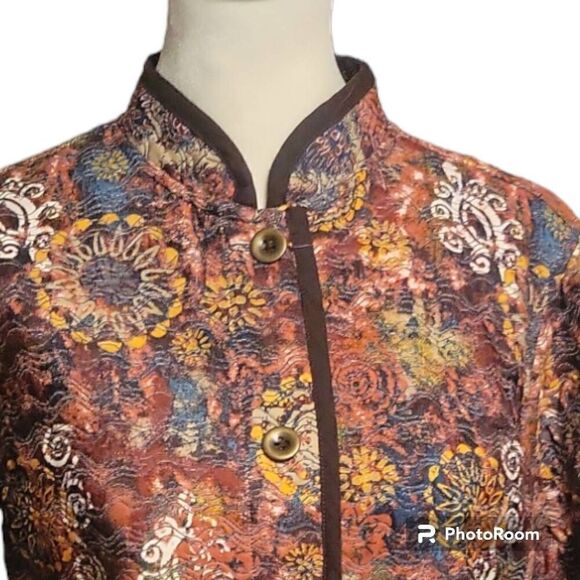 Christopher & Banks Jacket Size Small Quilted Multi Color & Brown - Picture 2 of 7